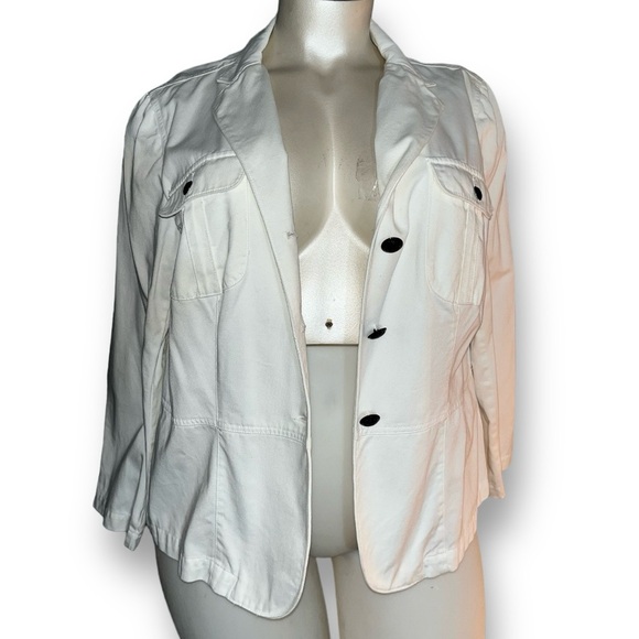RALPH LAUREN Jeans Company White Denim Peplum Blazer Jacket Plus 3X - Picture 2 of 7